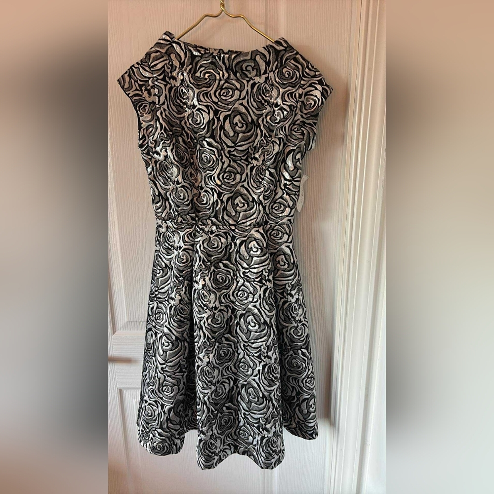 Shabby Apple Monochrome Rose Fit And Flare Dress Sz 2